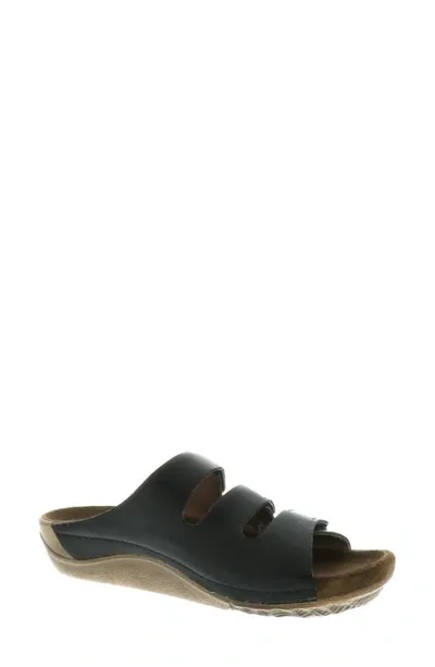 Wolky Nomad Slide Sandal In Black Leather