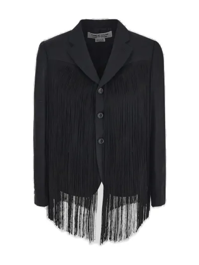 Comme Des Garçons Comme Des Garçons Fringed Wool Blazer In Black