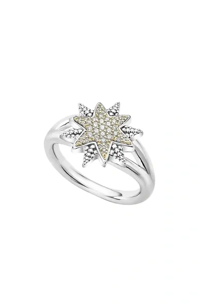 Lagos 18k Gold & Sterling Silver North Star Diamond Ring