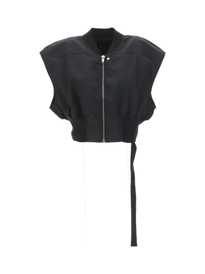 Rick Owens Drkshdw Black Sleeveless Cropped Bomber Jacket