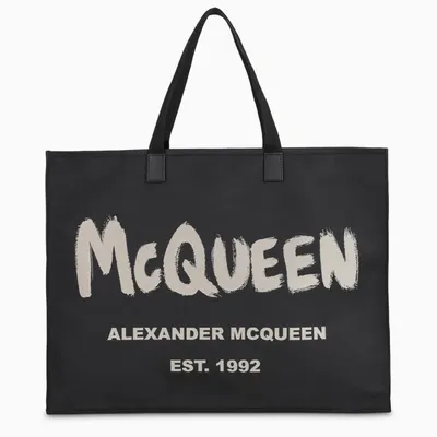 Alexander Mcqueen Black Logo-print Tote Bag