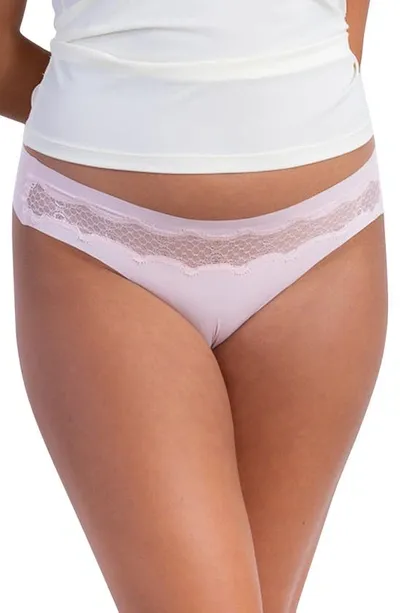 Uwila Warrior Vip Lace Trim Thong In Rose Quartz