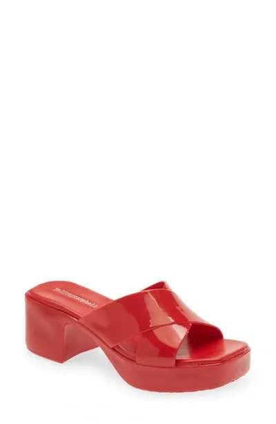 Jeffrey Campbell Bubblegum Platform Sandal In Red Shiny