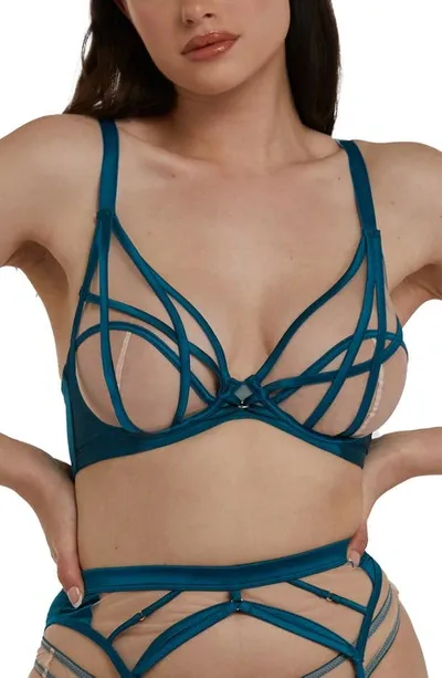 Playful Promises Ramona Illusion Mesh Underwire Bra In Teal