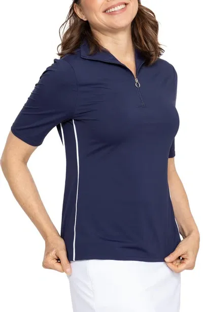 Kinona Keep It Covered Short Sleeve Golf Top In Navy