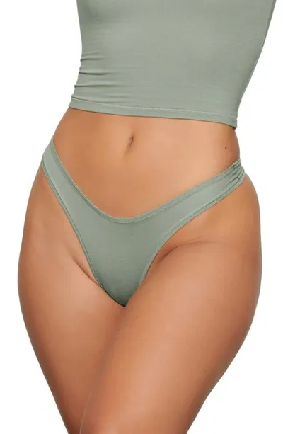 Skims Stretch Cotton Dipped Thong In Mineral