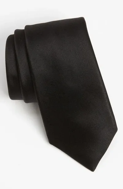 David Donahue Classic Silk Tie In Black