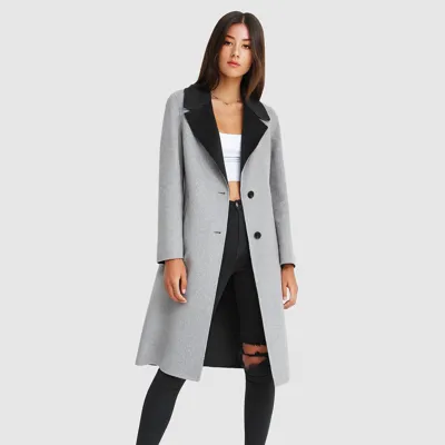 Belle & Bloom Lex Two-tone Wool Blend Coat In Black