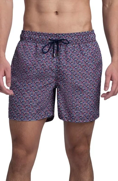 Bugatchi Beach Ball Print Swim Trunks In Navy