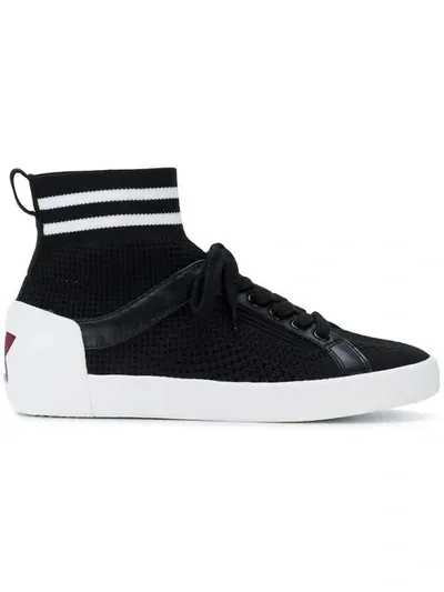 Ash Knit Mesh Lace-up Sneakers In Black