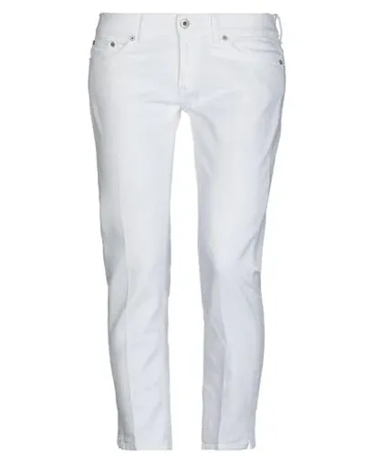 Dondup Cropped-leg Cotton Trousers In White