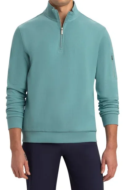 Bugatchi Cotton Blend Quarter Zip Pullover In Celadon