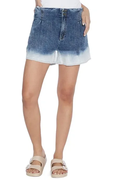 Wash Lab Denim Wash Lab Pleat Denim Shorts In Skyline Blue