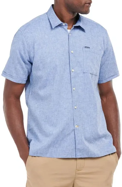 Barbour Nelson Tailored Fit Short Sleeve Button Down Shirt In Blue