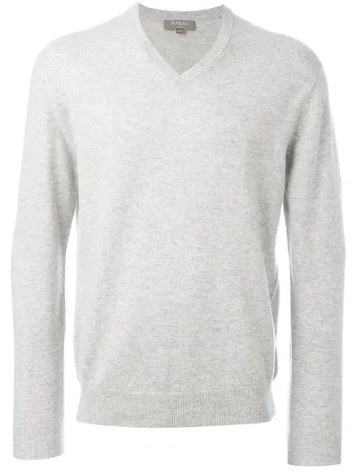 N•peal 'the Burlington' V Neck Jumper In Grey