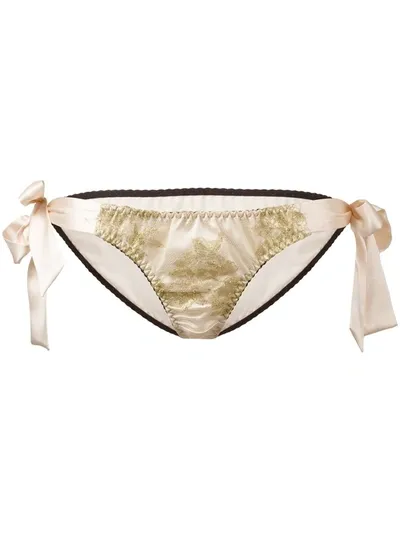 Gilda & Pearl Harlow Gold Lace Tie-side Knicker In Neutrals