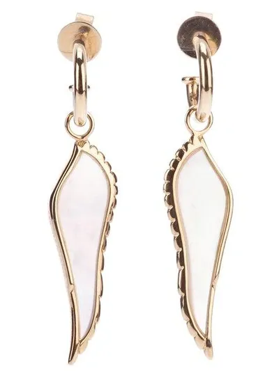 Garrard 18kt Yellow Gold Pearl Wing Earrings In Metallic ,white