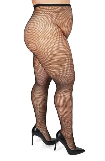 Memoi Curvy Fishnet Tights In Black