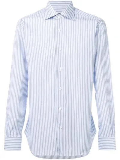 Barba Striped Classic Shirt In Blue