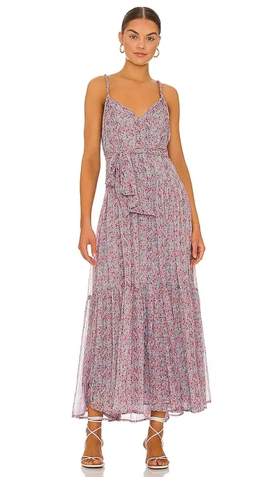 Astr Women's Eartha Printed V-neck Maxi Dress In Blue Pink Multi Ditsy