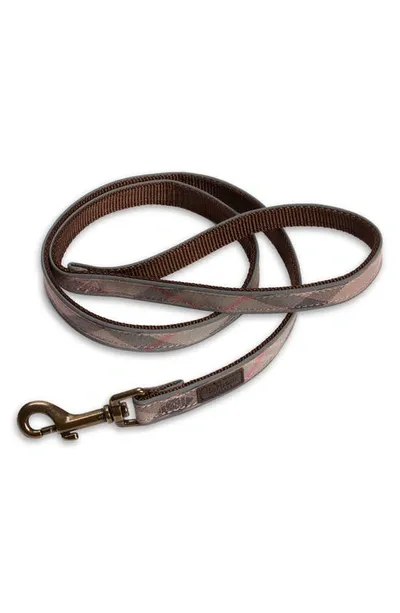 Barbour Reflective Tartan Dog Lead In Brown