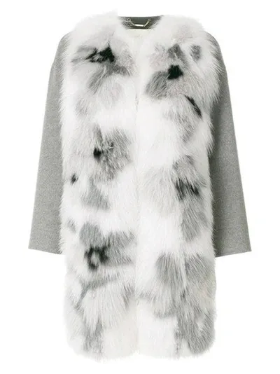 Fendi Fur Trim Cashmere Coat In Gray