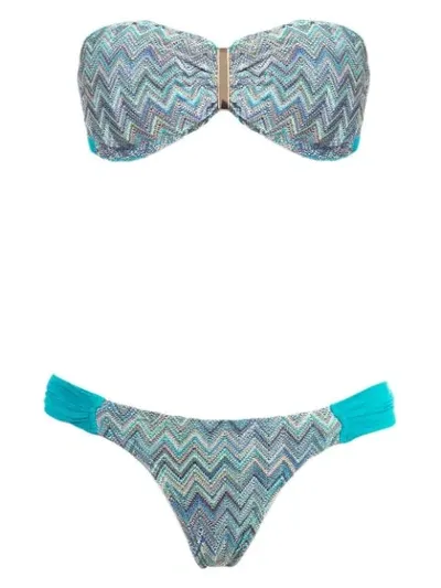 Brigitte Knit Bandeau Bikini Set In Blue