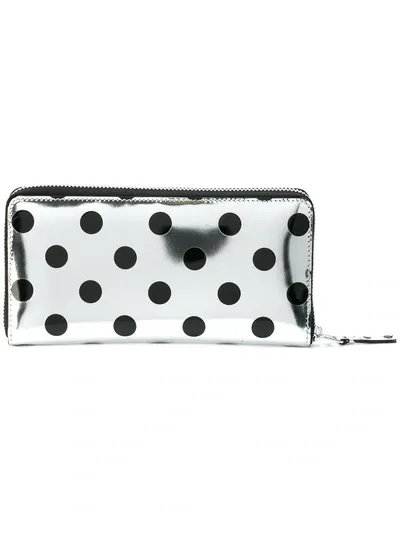 Comme Des Garçons Polka Dot Zip Wallet In Metallic