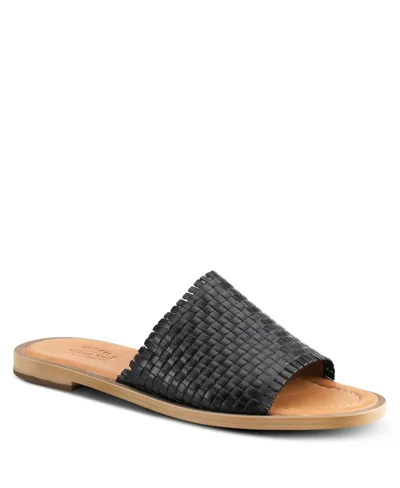 Spring Step Ginosa Womens Leather Woven Slide Sandals In Black