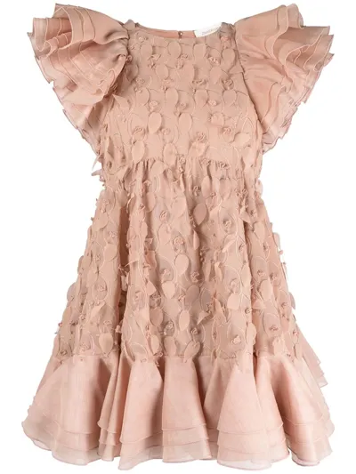 Zimmermann Dancer Frilled Mini Babydoll Dress In Multicolour