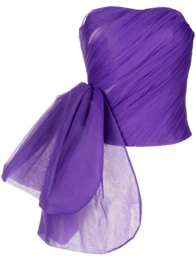 Anouki Oversized-bow Strapless Tulle Top In Purple