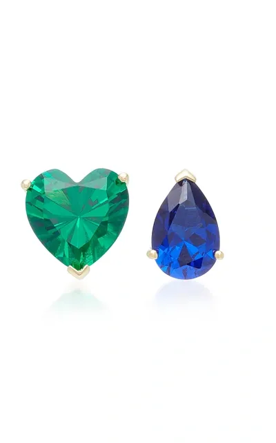 Anabela Chan M'o Exclusive Emerald Love & Tears Stud Earrings In Green