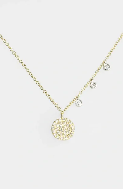 Meira T Dazzling Diamond Disc Pendant Necklace In Yellow Gold