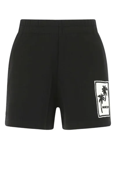 Moncler Palm Tree Patch Cotton Sweat Shorts In Black