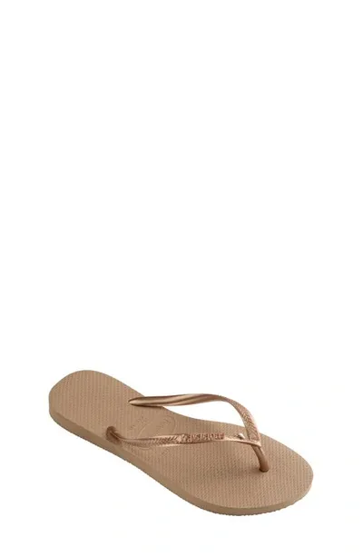 Havaianas Kids' Slim Crystal Ii Flip Flop In Rose Gold