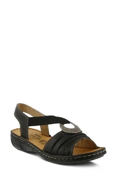 Spring Step Karmel Leather Slingback Sandal In Black