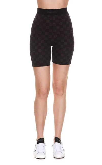 Ambush Monogram-print High-waist Cycling Shorts In Nero