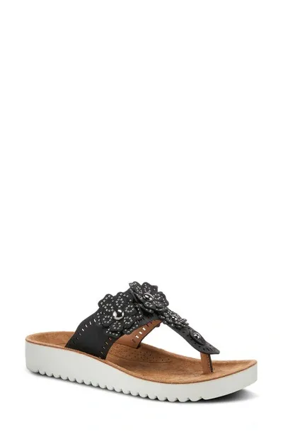 Flexus By Spring Step Bayview Floral Appliquè Sandal In Black