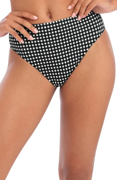 Freya Check In High Waist Bikini Bottoms In Monochrome