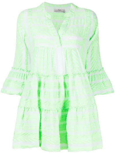 Devotion Ella Embroidered Stretch-cotton Mini Dress In Green