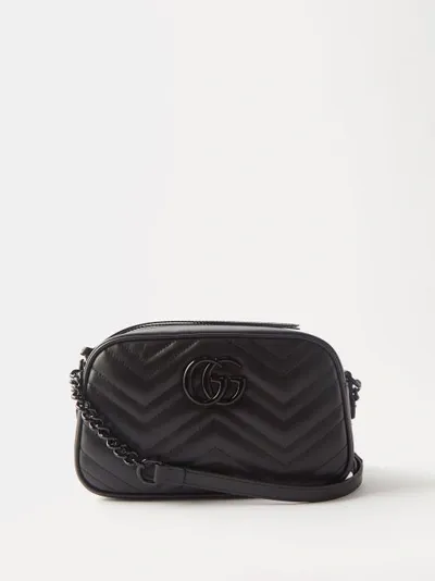 Gucci Gg Marmont 2.0 Small Leather Cross-body Bag In Black