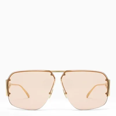 Bottega Veneta Gold-tone Gradient-effect Aviator Sunglasses In Metal