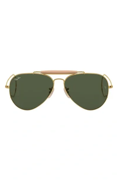 Ray Ban 58mm Pilot Sunglasses In Gold