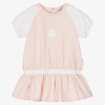 Moncler Baby Girls Pink Cotton Dress In Rosa