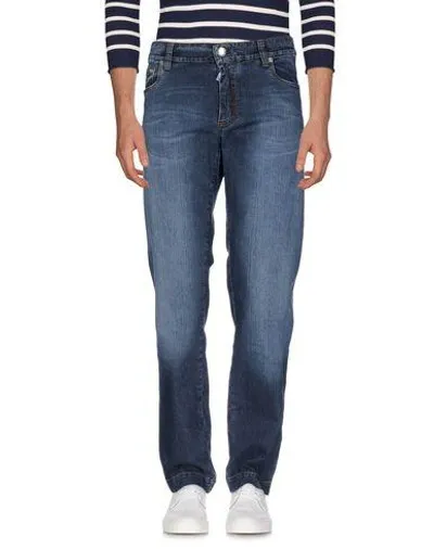 Billionaire Logo-patch Straight-cut Jeans In Blue