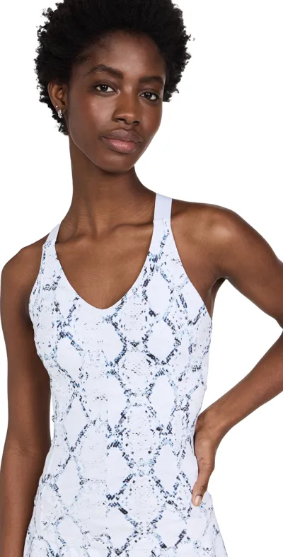 Varley Chapman Snake-print Stretch-jersey Tennis Tank In White