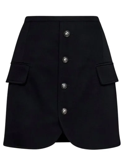 Etro Pegaso-button Fitted Mini Skirt In Black