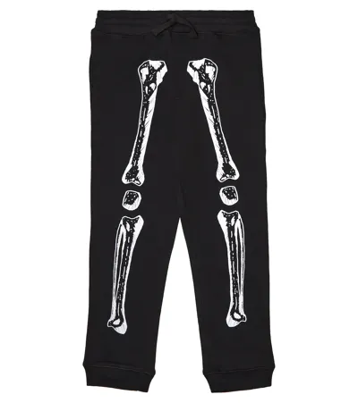 Stella Mccartney Kids' Printed Organic Cotton Sweatpants In Black