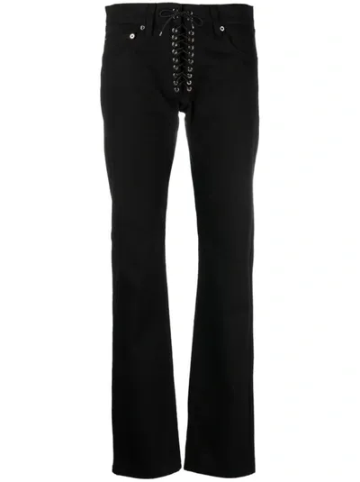 Ludovic De Saint Sernin Lace-up Straight-leg Jeans In Black