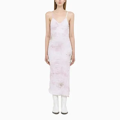 Des Phemmes Pink Tie-dye Dress With Crystals In Multicolor